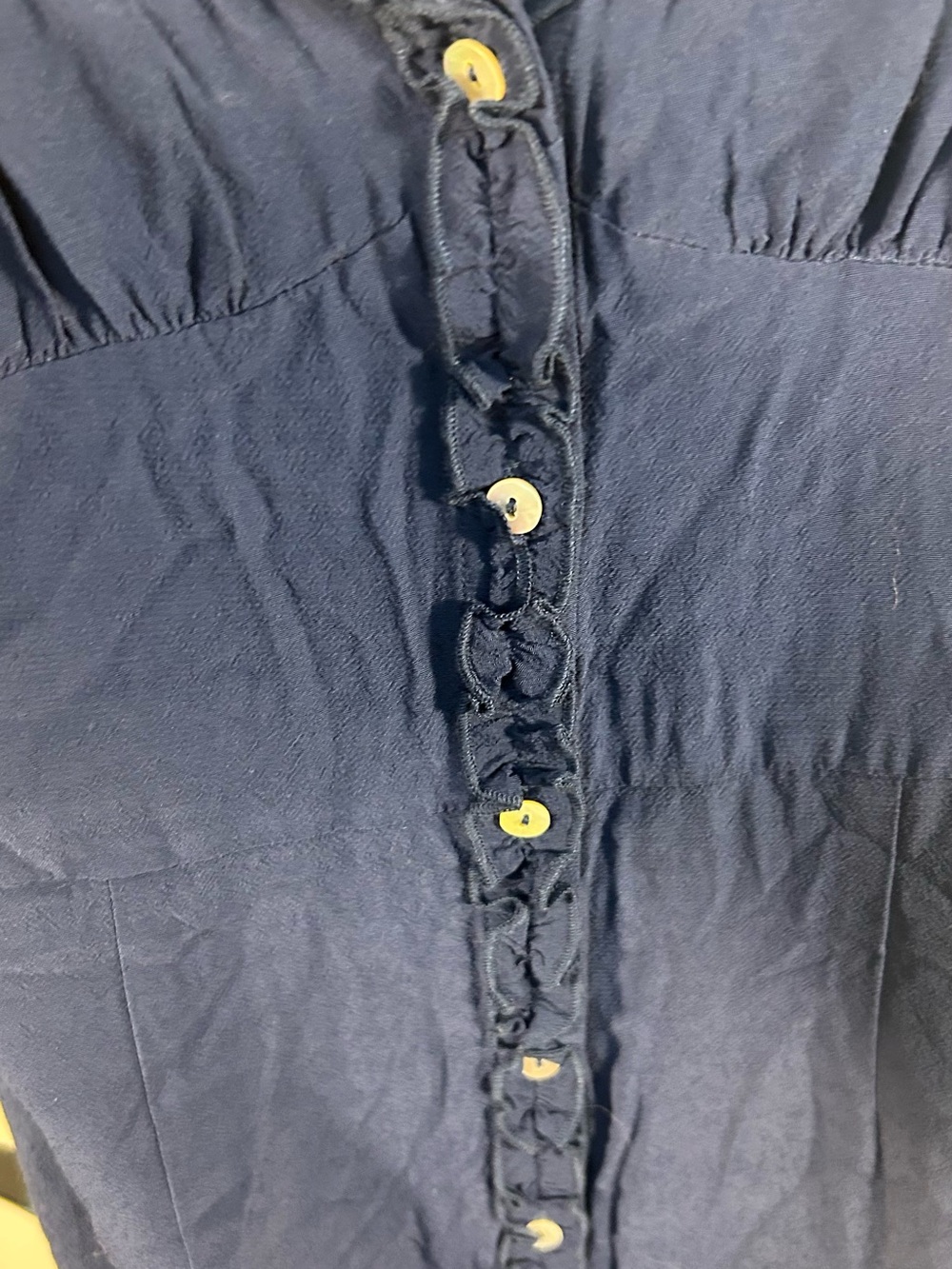 Wilfred Navy Ruffle-Trim Button Top - Picture 2 of 6